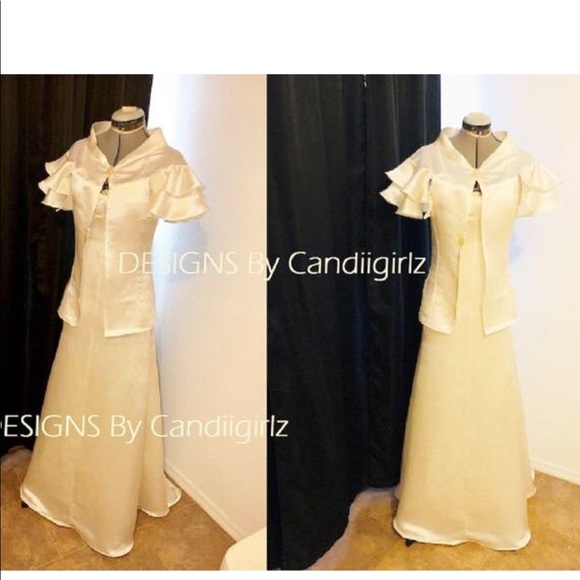SALE!! 2 pc 1930s ins Silk Satin Linen Gown dress - Picture 2 of 8